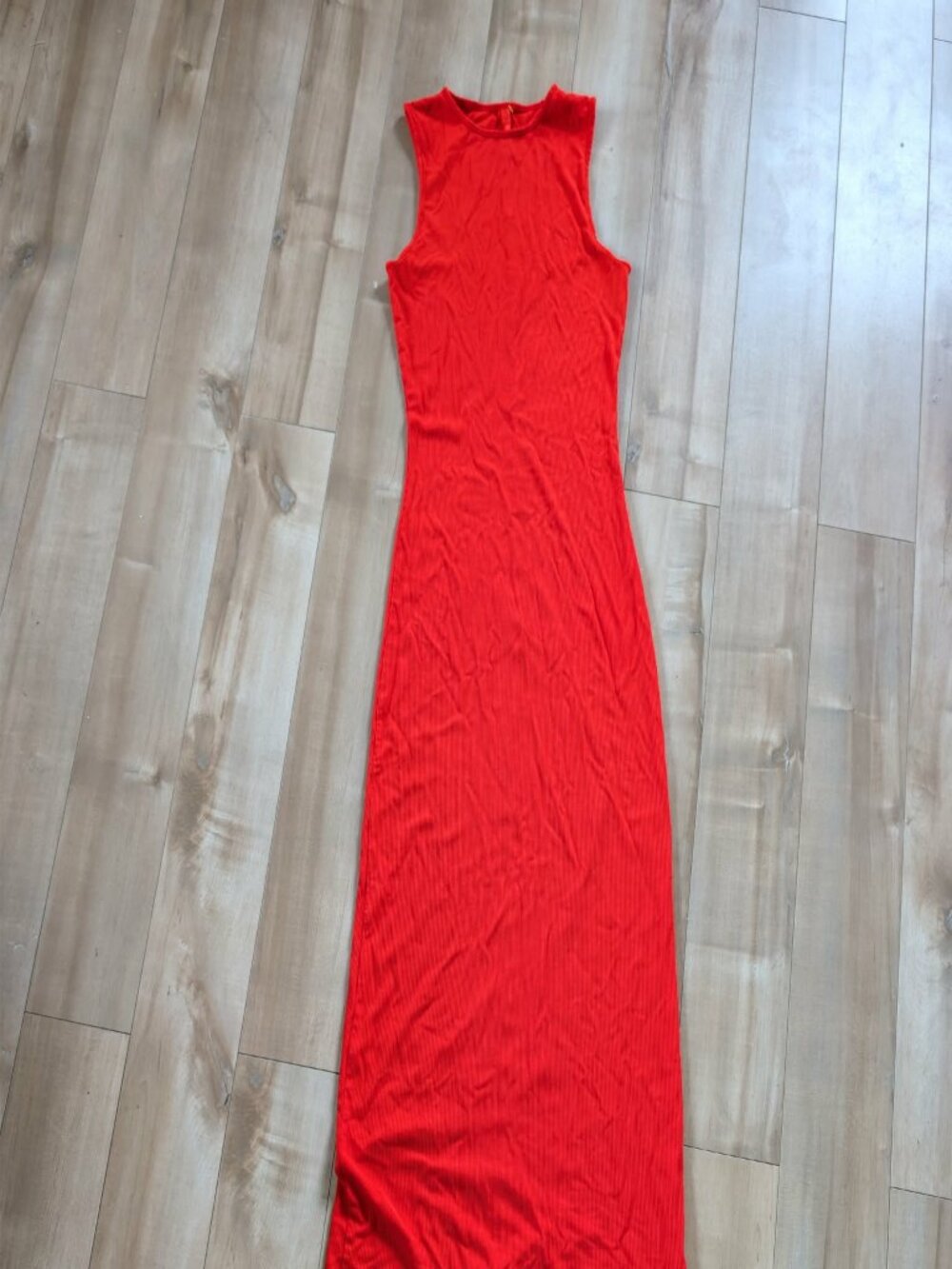 SKIMS Soft Lounge Ribbed Tank Maxi Dress Orange Red M